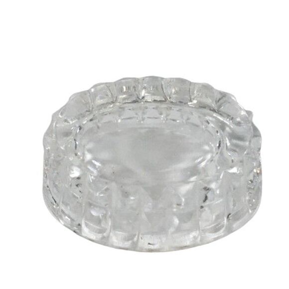 Vintage Art Glass Trinket Pill Box Diamond Quilted Pattern Dresser Vanity Decor - Picture 4 of 7